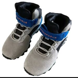 Zeroxposur Boys/Girls Hiking Boots. Size 1. Gray/Blue/Black